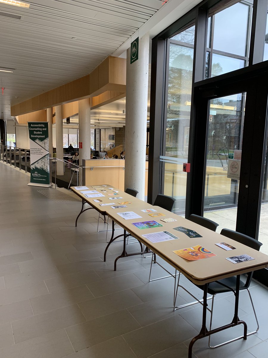 Stop by the Accessibility, Counselling & Student Development info tables today in the SLC @KingsAtWestern and chat with me about available resources and supports on campus and in community. We’re here to help. @KingsResLife @KingsKamp #MentalHealthMatters