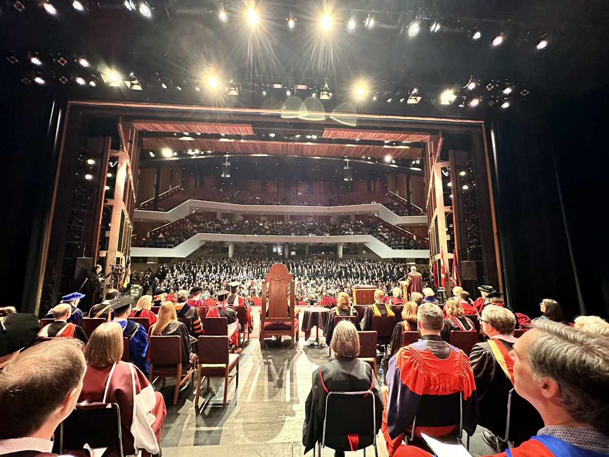 One of the best seats in the house. Watching our @McMasterU students presented for graduation. Among the sea of graduates are our @McMasterMCM students. Congratulations!
