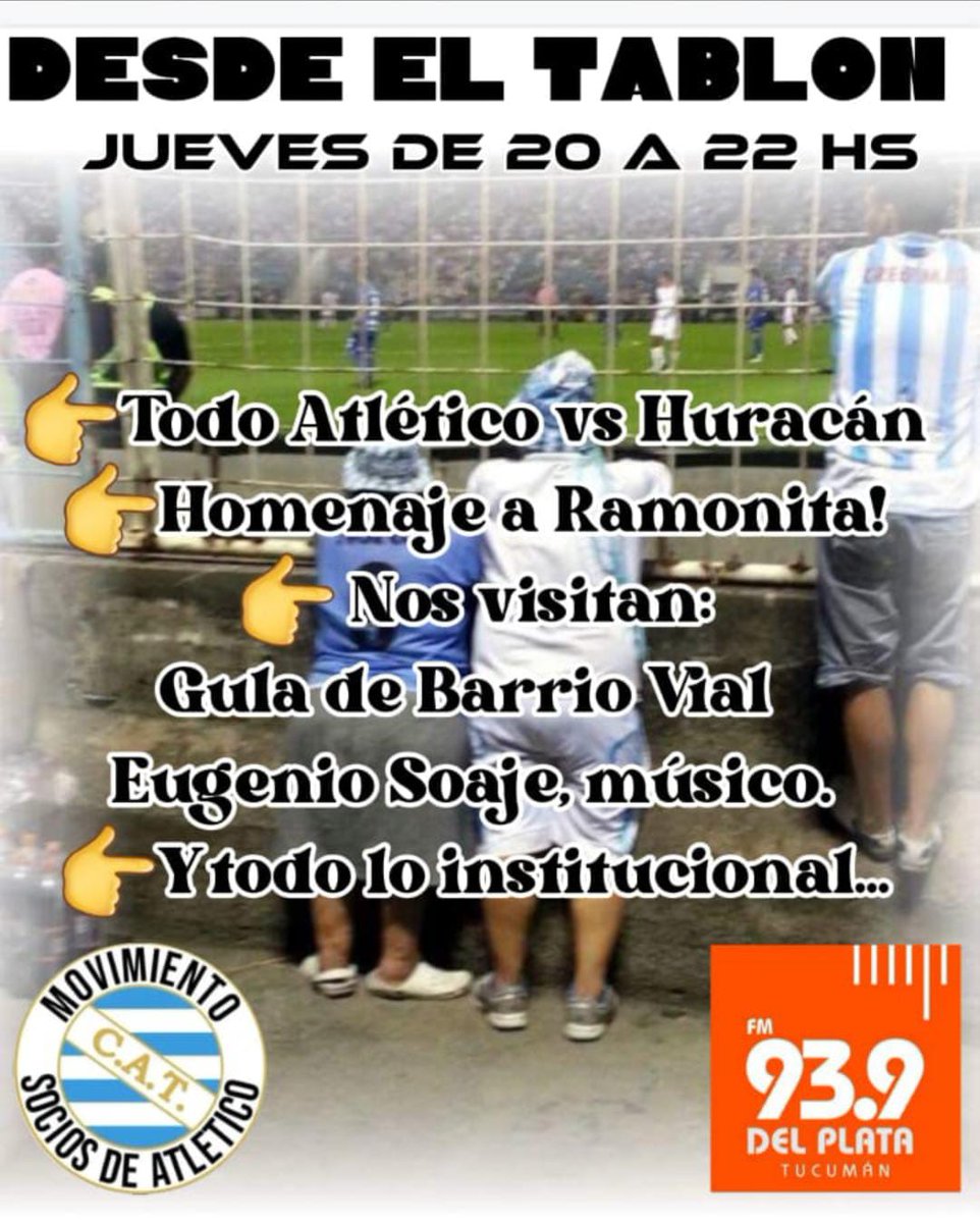 MovsociosCAT's tweet photo. AL GRAN PUEBLO DECANO, siempre con toda la verdad. Todo lo bueno y lo malo de Nuestro Club. Lo que nos enorgullece y lo que se debe modificar ya que Atlético es mucho más que fútbol. Si, Hoy! PROGRAMON !
👉Dejamos tu mensaje al 3815224218 https://t.co/66YmmzyH6j