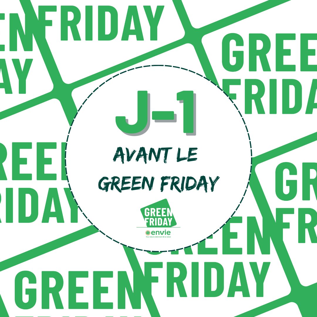Fédération ENVIE 🍃 (@envie_org) on Twitter photo ✊ J-1! Le <a href="/legreenfriday/">Le Green Friday</a> est presque là! Rejoignez le réseau Envie pour une programmation spéciale centrée sur la réparation et l'allongement de la durée de vie des équipements électriques et électroniques.
Découvrez notre programmation ici ➡️ greenfriday.fr/nos-actions/ ✊ J-1! Le <a href="/legreenfriday/">Le Green Friday</a> est presque là! Rejoignez le réseau Envie pour une programmation spéciale centrée sur la réparation et l'allongement de la durée de vie des équipements électriques et électroniques.
Découvrez notre programmation ici ➡️ greenfriday.fr/nos-actions/