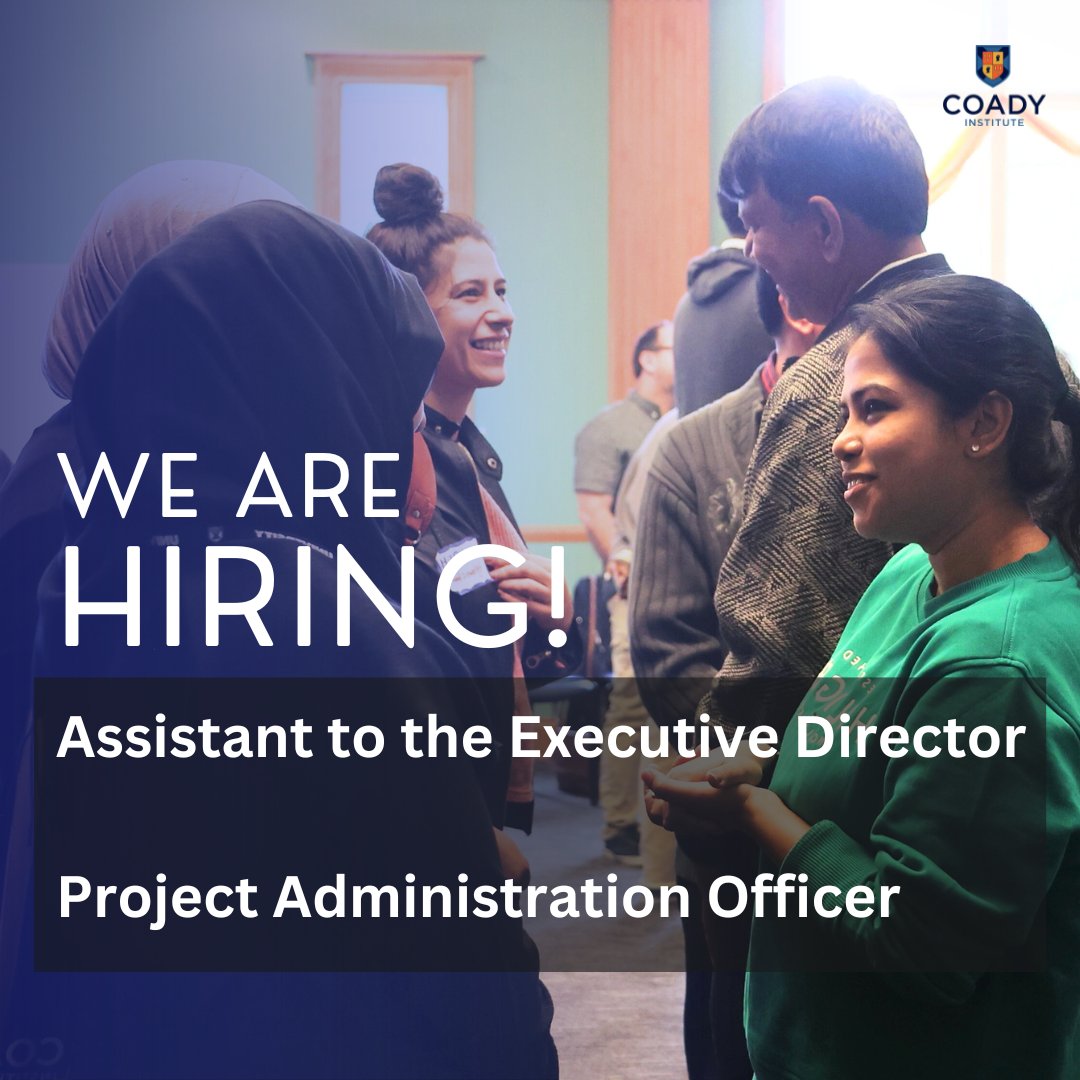 We are hiring in two positions: ♦️ Assistant to the Executive Director ♦️ Project Administration Officer Both positions are based on campus at @stfxuniversity in Mi'kma'ki (Antigonish, Nova Scotia). ➡️ Learn more and apply: coady.stfx.ca/careers-at-coa…