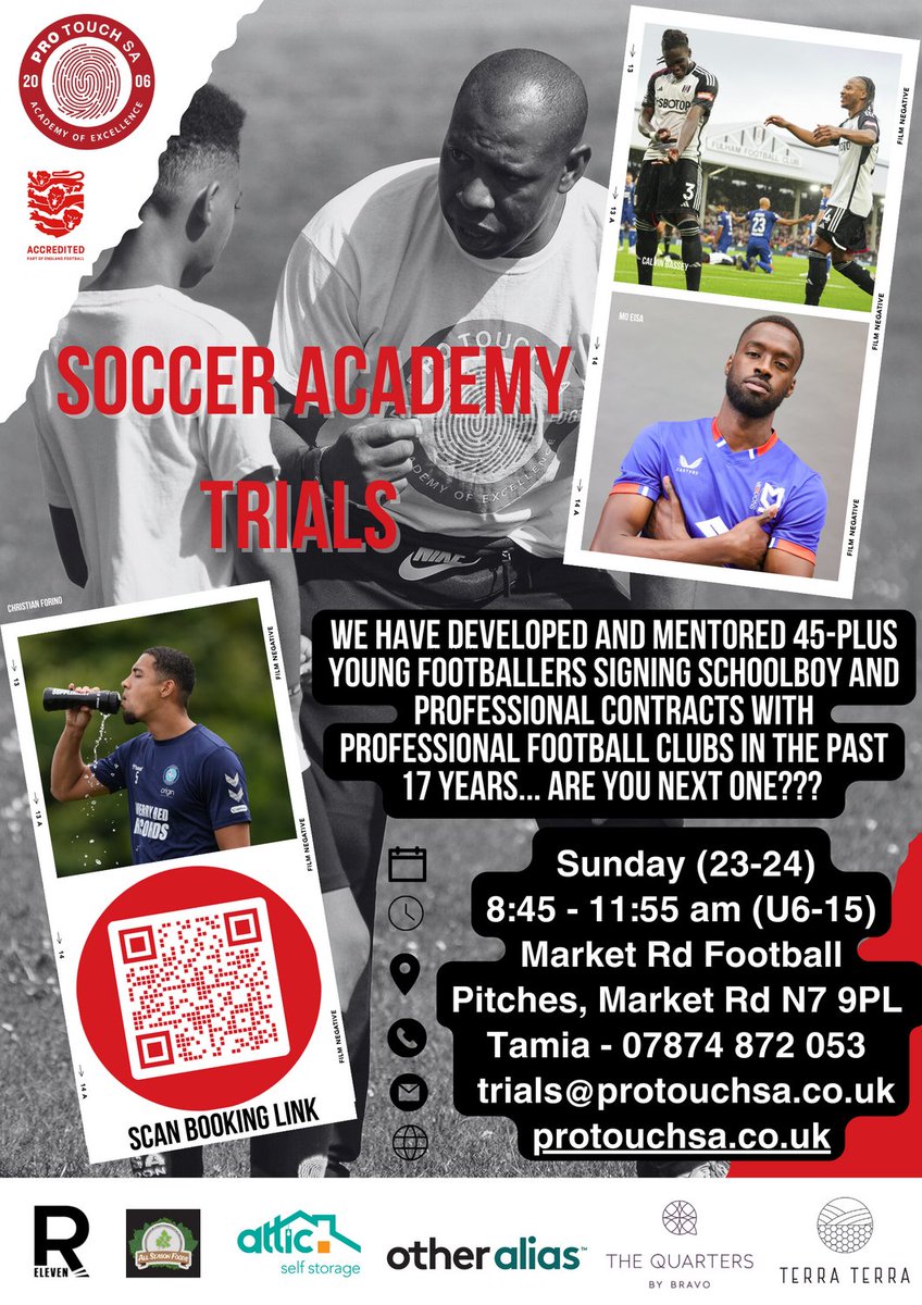 Pro Touch Soccer Academy open training days can be booked on our NEW online booking platform EEQU.

To book please go to:
eequ.org/experience/3714

Pro Touch SA CIC
One Team | One Family | One Goal

protouchsa.co.uk | <a href="/protouchsa/">Pro Touch SA®️ CIC</a>