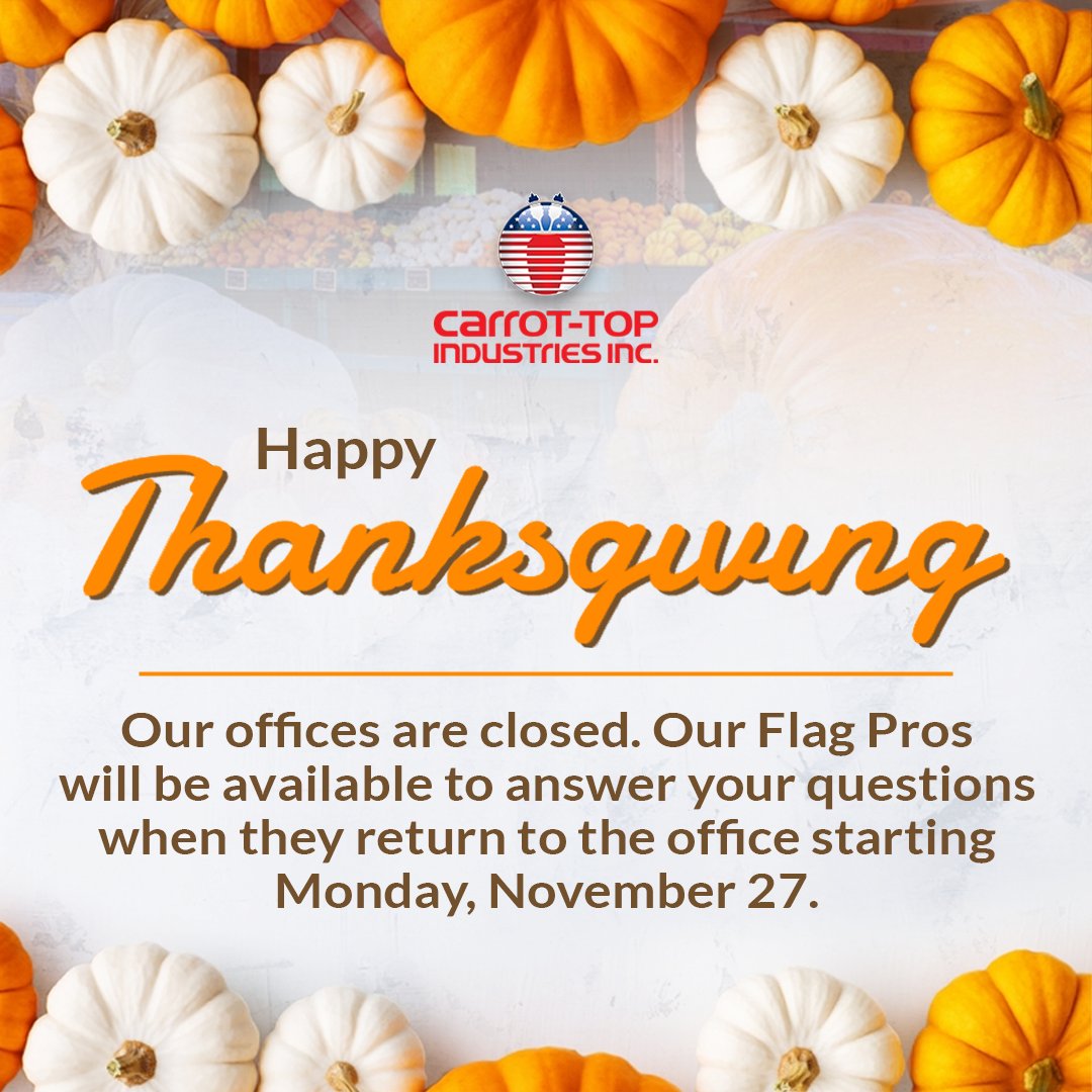 Happy Thanksgiving! This holiday season, our team will be spending time with their family. Thank you, our loyal customers, for your support. Please order online until we are back to assist you on Nov 27.  🦃🚩 

#40YearsStrong #Thankful #FamilyFirst #Thanksgiving2023