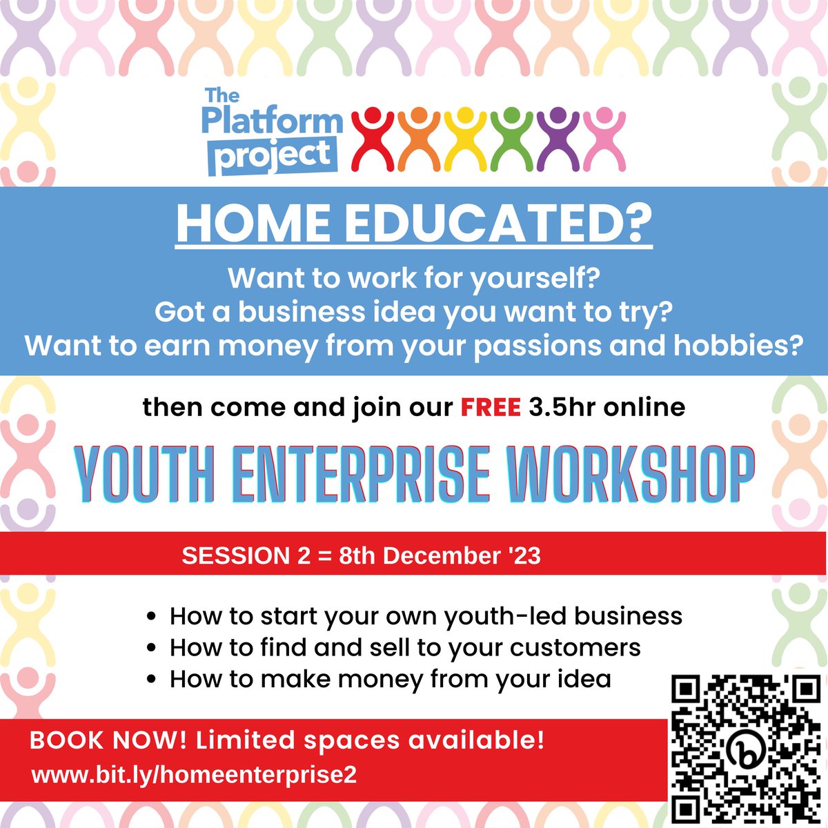 Free workshop for home educated young people interested in starting their own business on 8th Dec.
Register here: bit.ly/3uu2ejc
