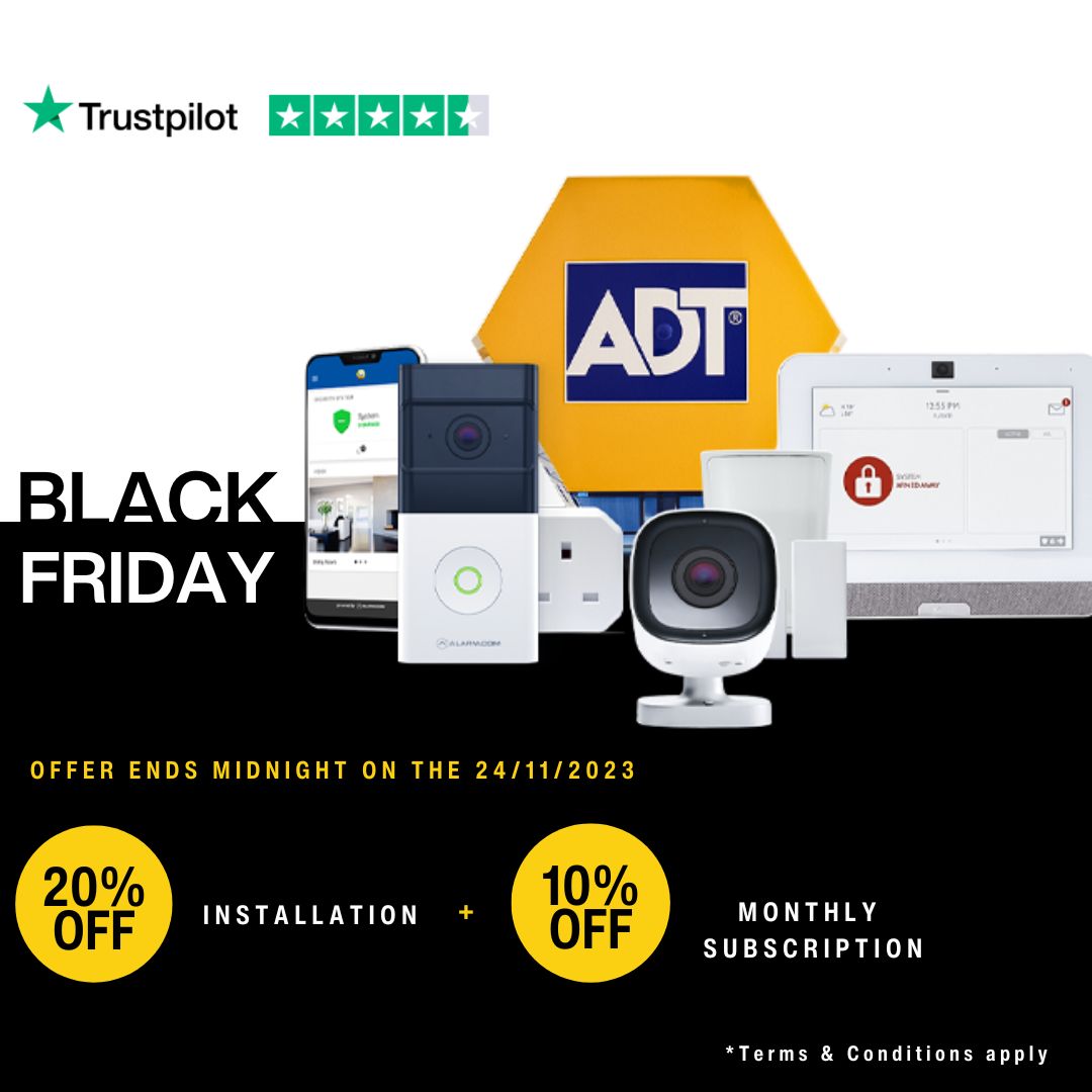 🎁 Don't miss ADT's #BlackFriday Deal 🎁 Protect your home & loved ones for less, with 20% off the installation & 10% off the subscription of a smart home alarm system. *Offer Ends at Midnight tonight! Visit: bit.ly/47m2oYm #BlackFridayDeals #homesecurity