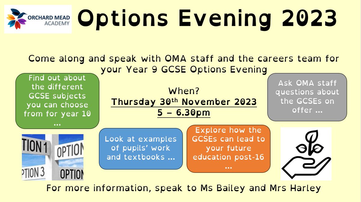 Year 9 Options Evening - Thursday 30th November 5pm-6.30pm