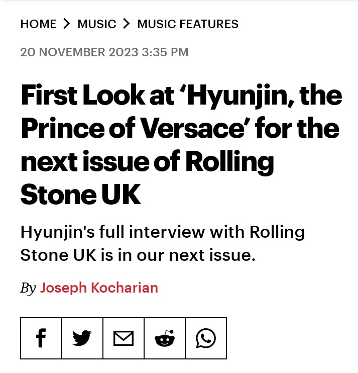 Alternative websites to purchase Hyunjin's Rolling Stone feature Magazine (Volume 14) Dec - January issue (Make sure to select the right issue)

🔗:newsstand.co.uk/195-rock-music…
🔗:uniquemagazines.co.uk/Rolling-Stone-…

HYUNJIN FOR ROLLING STONE UK
#HyunjinxRollingStoneUK
#HYUNJINxVERSACE