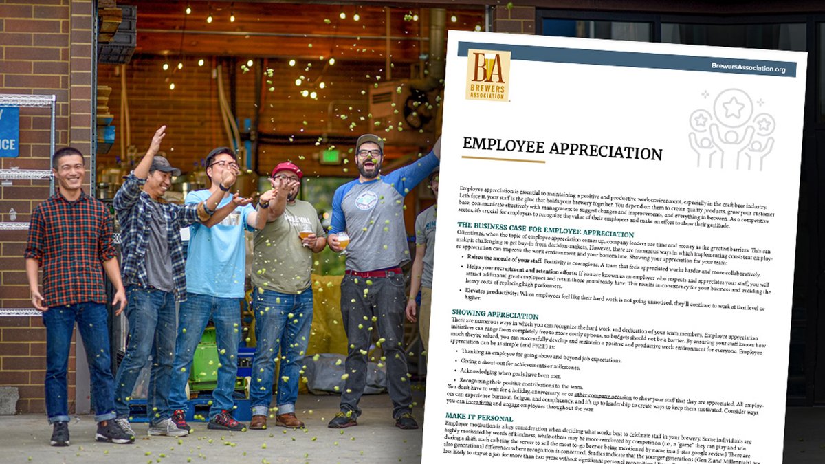 Download this member resource guide for a refresher on employee appreciation initiatives with tips to better show gratitude to your employees. brewersassociation.org/educational-pu…