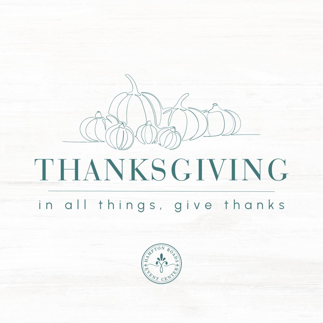 Wishing you a day filled with love, laughter, and all the pumpkin pie you can handle. Happy Thanksgiving! 🥧🍂

#HamptonRoadsEventCenter #HamptonVA #NewportNewsVA #YorktownVA #EventVenue #HamptonRoadsEventVenue #VirginiaEventCenter #Weddings #Thanksgiving #GiveThanks