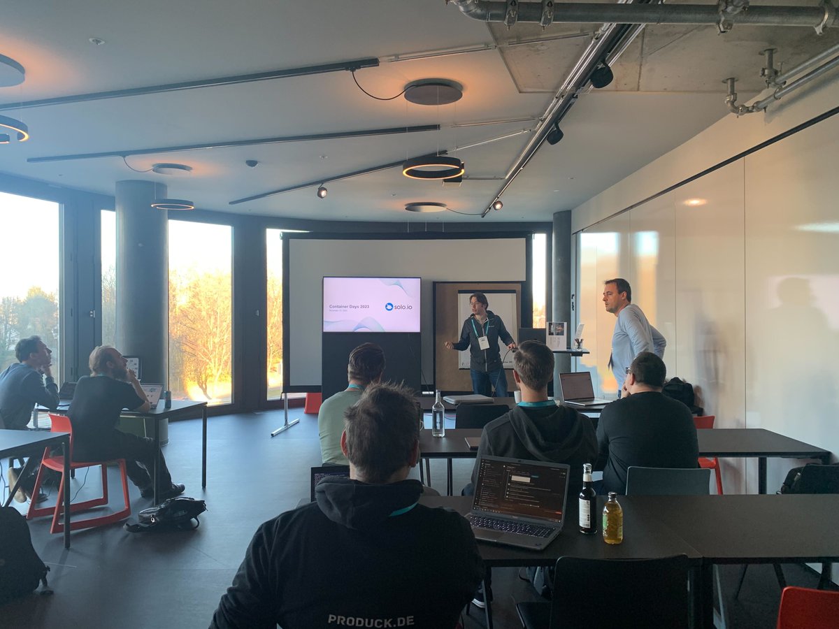 ConDaysEU's tweet image. Enjoying the workshop from Duncan Doyle &amp;amp; Jesus Muñoz Rodriguez, @soloio_inc &quot;Unlock Peak Platform Engineering Excellence with API Gateway and a Self-Service Portal” workshop. 

#ContainerDayWorkshops #CDWorkshops #MachineLearning #Security #k8s #automation #edgecomputing