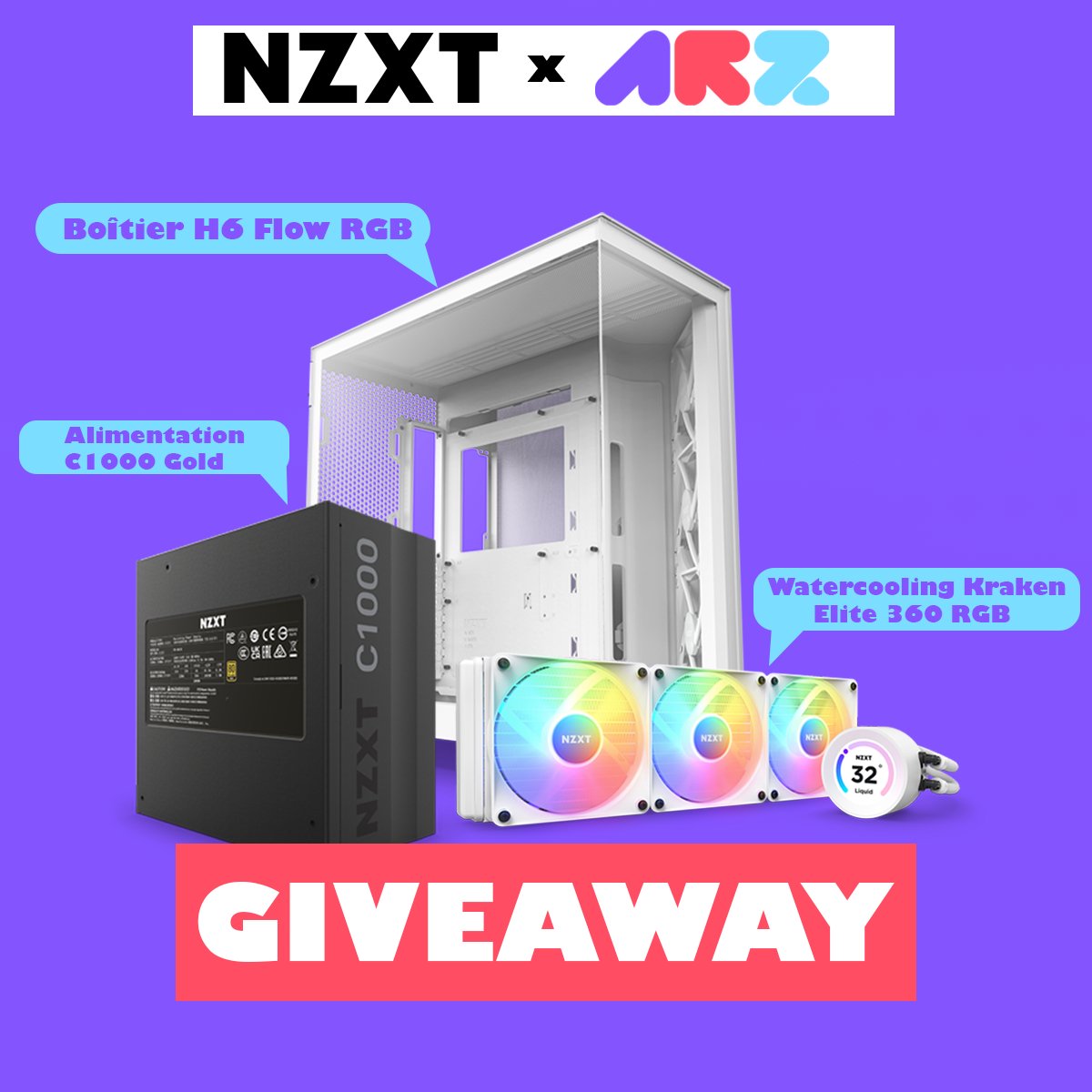 Juliette_arz's tweet image. ‼️ GIVEAWAY ‼️

🎁Remporte ce lot de @NZXTFrance :

1) Le nouveau boîtier H6 Flow RGB  
2) Watercooling Kraken Elite 360 RGB 
3) Alimentation C1000 Gold

Pour participer :
✅FOLLOW @Juliette_arz &amp;amp; @NZXTFrance 
🔁RETWEET ce tweet

Bonne chance à tous 🥰
(tirage le 27/11)