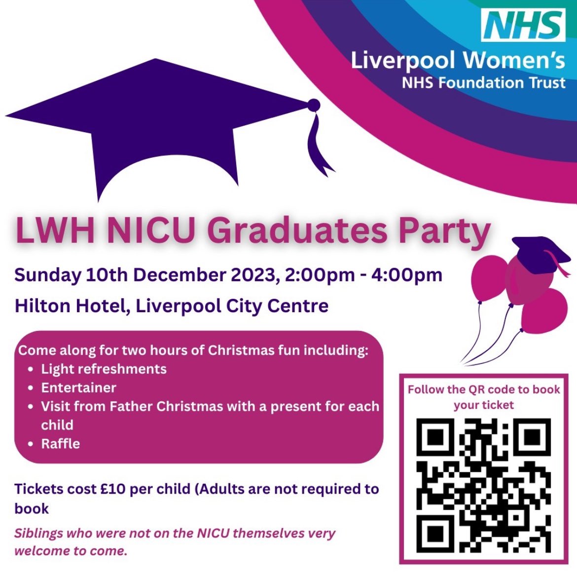 Do you have a little one who has recently graduated from our #NICU if so we would love you to come along to our graduation party taking place on Sunday 10th December. Scan the QR code below to book

#NICUgraduate #LWHNICU