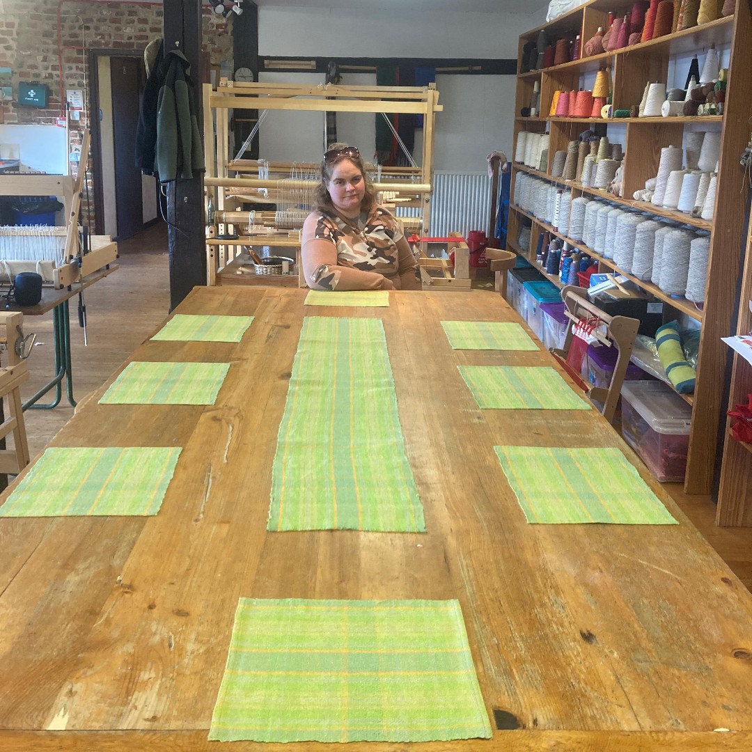 ThornageHall's tweet photo. Weaving Wonders with Simon & Georgie at the Weavery! ✨
Their hands have transformed threads into true masterpieces, creating a symphony of colour, texture and craftsmanship.❤️
What products would you like to see created next?
#WeavingMagic #Charity #Community #SupportedLiving https://t.co/jRnR4j0vdB