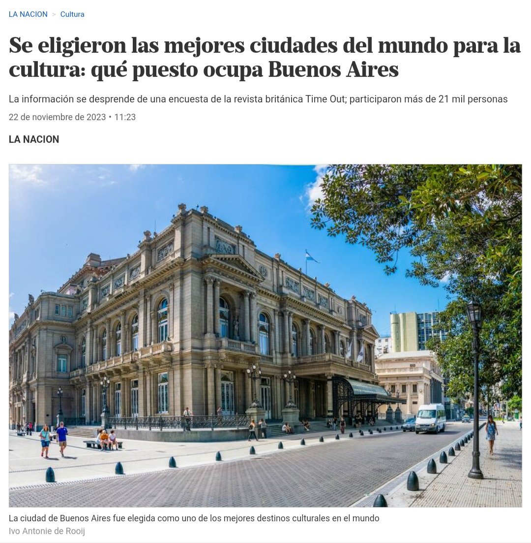 Buenos Aires, una de las mejores ciudades del mundo para la cultura, ¡qué orgullo! 🇦🇷🙌 lanacion.com.ar/cultura/se-eli…