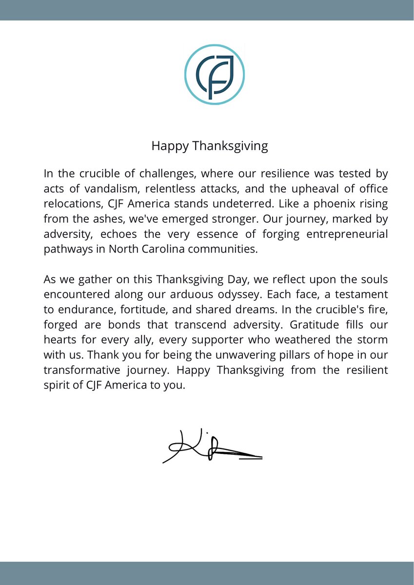 Gobble Gobble with #grateful hearts and joyous laughter. This is the theme of CJF America’s Thanksgiving Day message!