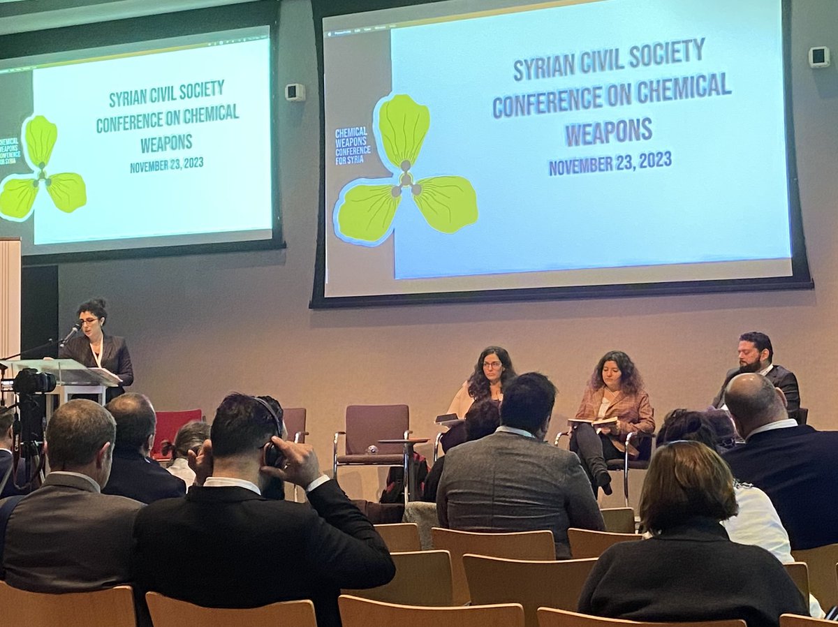 NorwayAmbNL's tweet photo. In the run-up to the Conference of States Parties of @OPCW , I am honoured to attend the Syrian Civil Society Chemical Weapons Conference. Civil society plays a crucial role in the battle against chemical weapons use! @NorwayTheHague @NorwayMFA @SyriaCivilDef https://t.co/oLZ50DVBPv