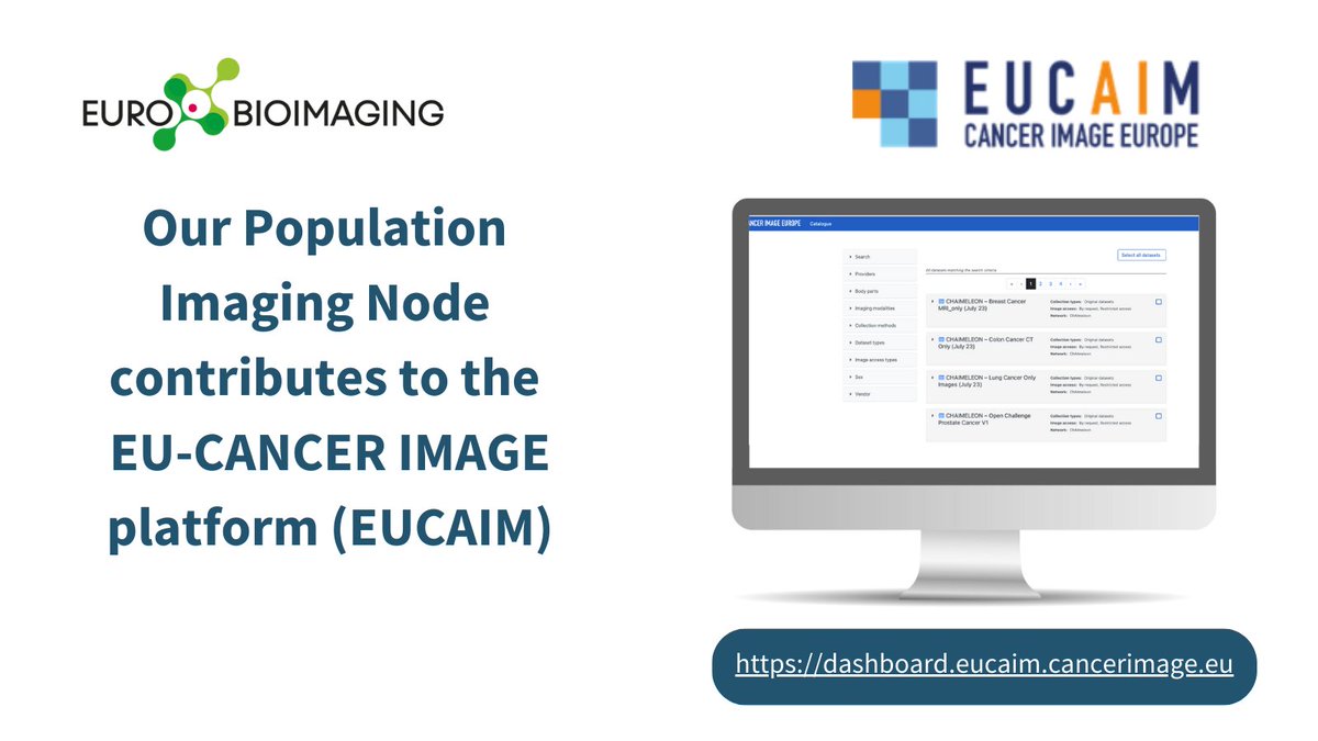 Our Population Imaging Node <a href="/BIGR_ErasmusMC/">BIGR</a>  contributed to the recent #EUCAIM platform release - an important step towards facilitating sharing of cancer imaging data &amp; metadata. We spoke to <a href="/esther_bron/">Esther Bron</a>  &amp; her colleague Alexander Harms to learn more⤵️
eurobioimaging.eu/news/spotlight…
