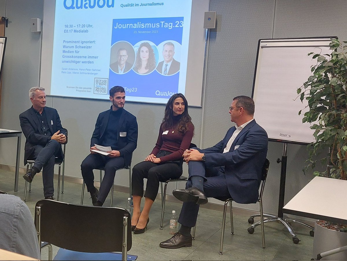 Olivia (@indilivuell) on Twitter photo Absolut spannender Austausch zwischen Organisationskommunikation und Journalismus zum Thema Krisenkommunikation und wieso Grosskonzerne Schweizer Medien links liegen lassen. Vielen Dank <a href="/retolipp/">Reto Lipp</a>, <a href="/schnuma1/">M. Schnurrenberger</a>, <a href="/SarahAntenore/">Sarah Antenore</a> und <a href="/hnehmer/">HP Nehmer</a> für die Insights! #JourTag23 <a href="/QuaJou/">Qualität im Journalismus</a> Absolut spannender Austausch zwischen Organisationskommunikation und Journalismus zum Thema Krisenkommunikation und wieso Grosskonzerne Schweizer Medien links liegen lassen. Vielen Dank <a href="/retolipp/">Reto Lipp</a>, <a href="/schnuma1/">M. Schnurrenberger</a>, <a href="/SarahAntenore/">Sarah Antenore</a> und <a href="/hnehmer/">HP Nehmer</a> für die Insights! #JourTag23 <a href="/QuaJou/">Qualität im Journalismus</a>