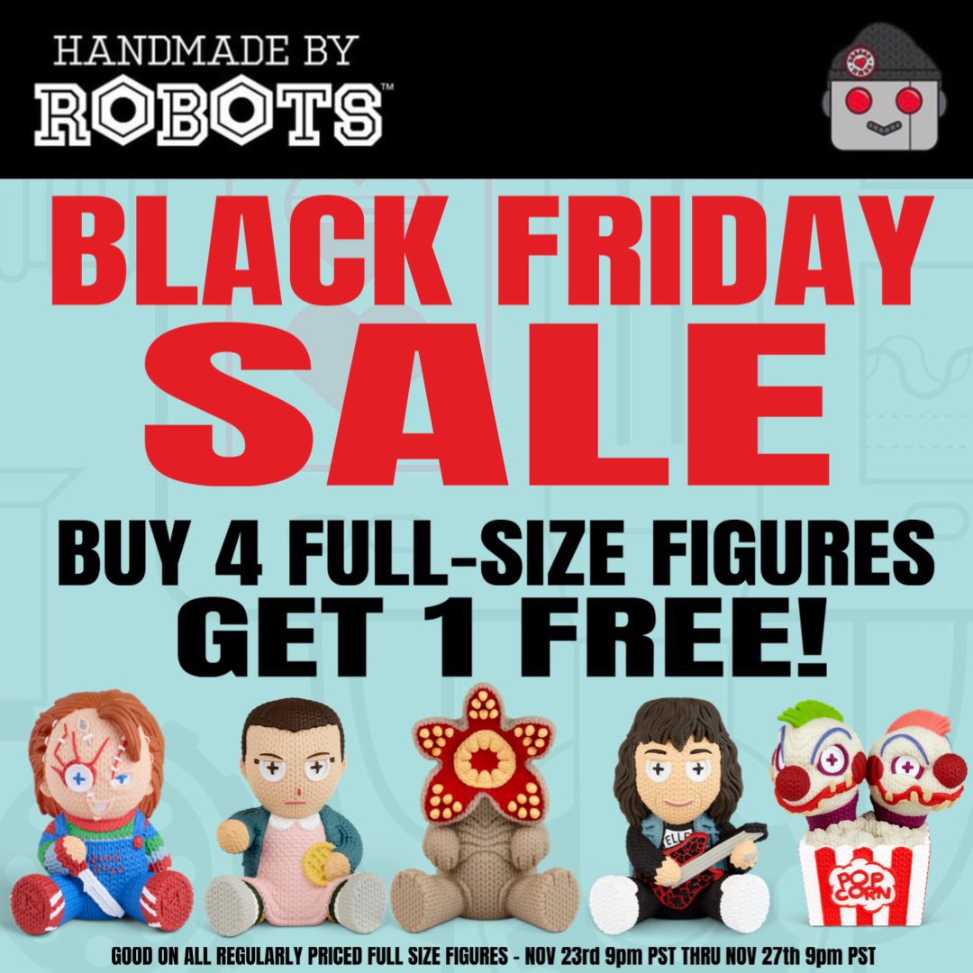 Our Black Friday sale begins tonight at 9pm PST on HMBR.fans! Get 5 full-size figures for the price of 4! Includes new releases! 🎉
