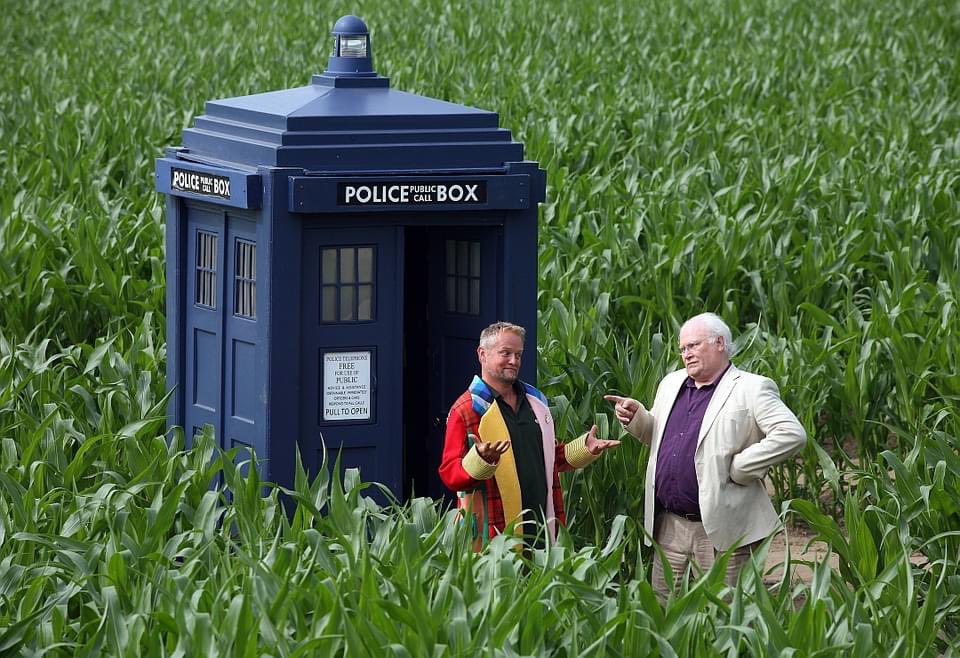 Doctor Who first materialised onto our screens 60 years ago. We celebrated the 50th anniversary with our giant Dalek maize maze officially opened by the 6th Doctor Colin Baker. You can still see the TARDIS in our past mazes display, #maizemaze #cornmaze #DoctorWho #DoctorWho60