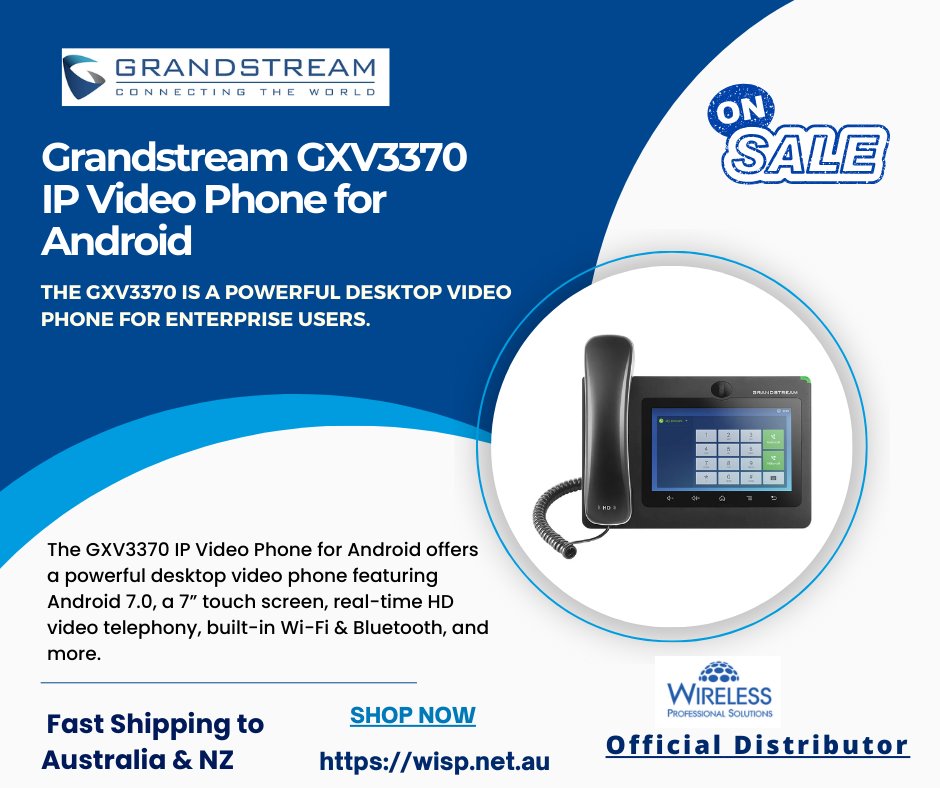 wispaustralia's tweet image. #grandstreamgxv3370 #SaleOn ⚡🔥🎉
Elevate your communication experience with the Grandstream GXV3370 IP Video Phone for Android! This cutting-edge device combines the power of an Android tablet

✔🛒Get yours today at wisp.net.au/grandstream-gx… 

#IPVideoPhone #Grandstream #sydney