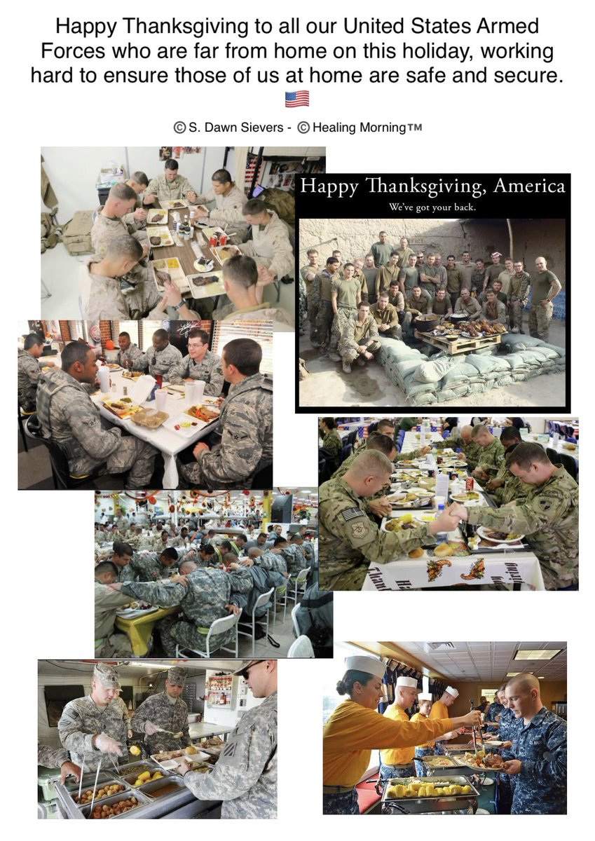 sds2965's tweet image. Happy Thanksgiving to all our US Armed Forces who work ceaselessly, often far from home during holidays. We thank you for all you do. 🇺🇸

#HealingMorning #Thanksgiving #USArmedForces #America #ThankYou
