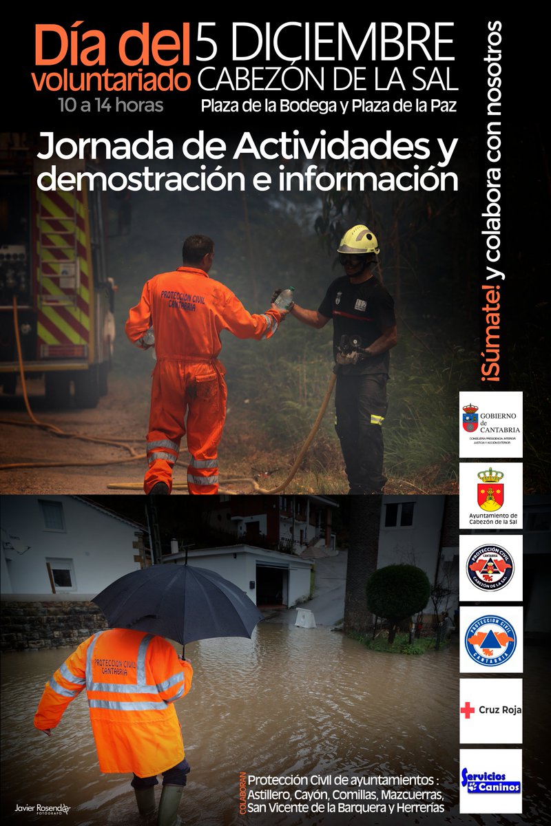 🖐 Se acerca una fecha importante que queremos compartir con todos vosotros.
▶ Día del voluntariado Protección civil. 
En unos días toda la programación.
<a href="/112cantabria/">112 Cantabria</a> @ProteccionCivilCantabria @aytocabezondelasal @pccomillas @pccayon <a href="/gobcantabria/">Gobierno Cantabria</a> 
📷javier Rosendo