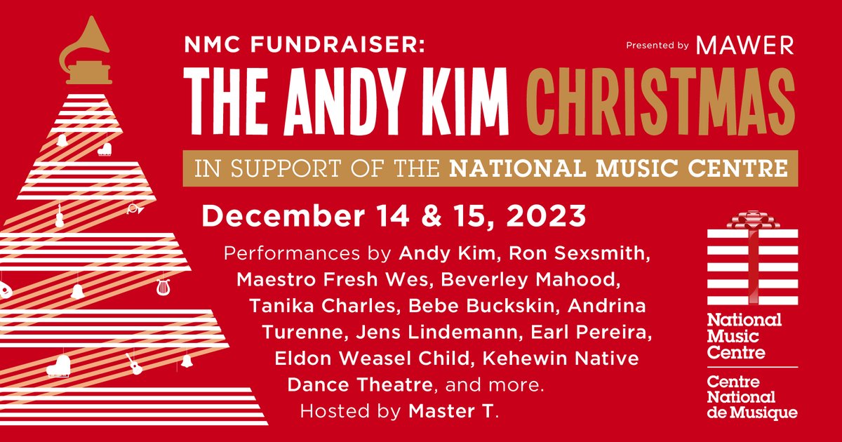 🎄More artists added to The Andy Kim Christmas in Support of the National Music Centre! @masterttv joins as host of the shows at Studio Bell on December 14 and 15 with Maestro Fresh Wes Andy Kim, @RonSexsmith and more. Find the full lineup and tickets: bit.ly/49xgd7G