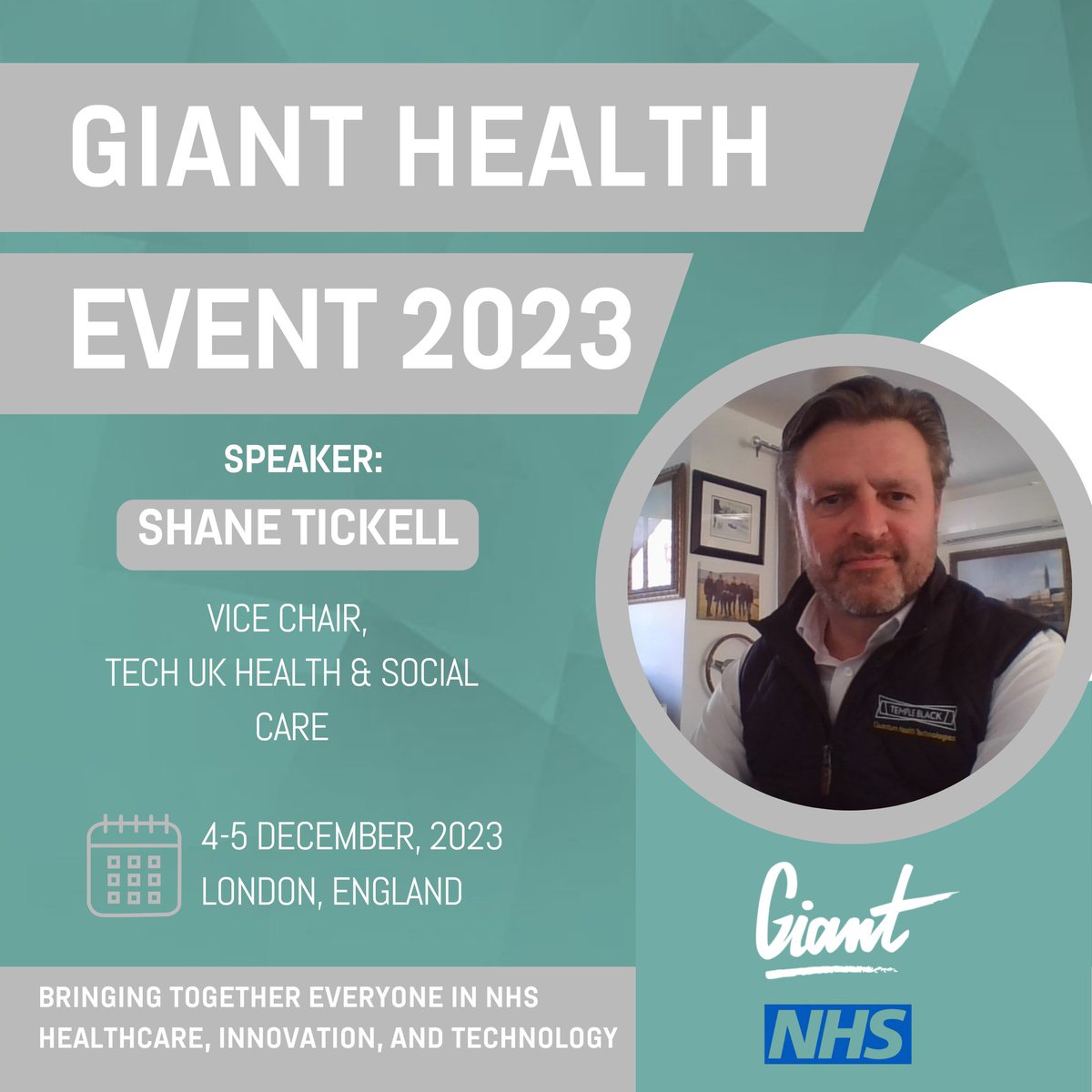 GIANT Health is proud to announce @ShaneTickell Vice Chair Tech UK Health & Social Care as a speaker at #GIANT2023 🗣️Join us at the NHS National ICB Congress/Mental Health where Shane will be our moderator. 📍London 📅4 Dec 🎫giant.health/tickets #digitalhealth #healthcare