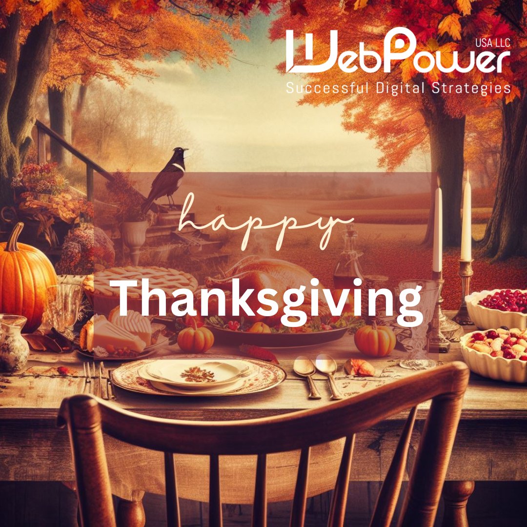 WebpowerU's tweet photo. Happy Thanksgiving from our team to yours!
Wishing you and your family a day filled with love, abundance, and the warmth of shared moments.

Thank you for stopping by—cheers to moments that matter!

#ThanksgivingCheers #Thanksgiving2023 #WebPowerUSA https://t.co/WKLO8Rf6QQ