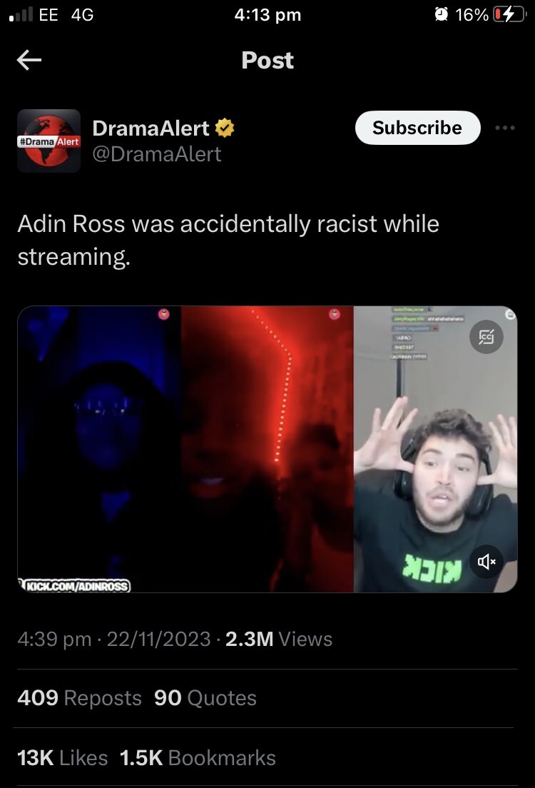XxkillerbcxX's tweet photo. @DramaAlert Funny how Adin Ross also accidentally made a racist slip up on the exact  SAME video call  site and reacted in the exact SAME shocked way and skipped the call fast afterwards the SAME way Adin Ross did. Neon knew what he was doing when he said it, he’s just trying to get views. https://t.co/hGGPLZI6Vz