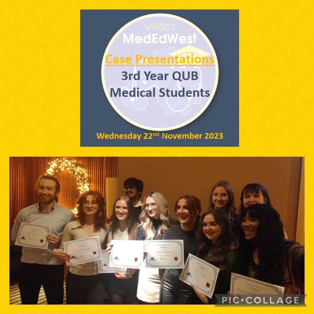 McgeeSinead's tweet image. A Medical Education evening of Education &amp;amp; Collegiality hosted by @mmonaghan07
@WesternHSCTrust
#MedEdWest
@_namen
Showcase of 3rd Year @QUBMedEd Case Presentations
✅Leadership at all levels
#InsightfulReflections