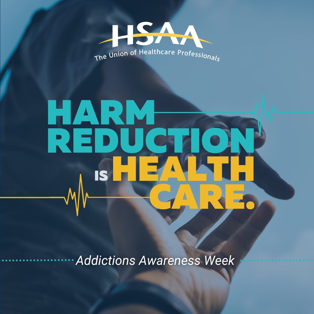 HSAAlberta's tweet photo. This week is #AddictionsAwarenessWeek.
There is an addiction & mental health crisis in Alberta. Our members - such as Addiction Counselors and Therapists - are on the front lines of this crisis working tirelessly to provide essential health-care services to Albertans in need. https://t.co/QurtGxEs4E