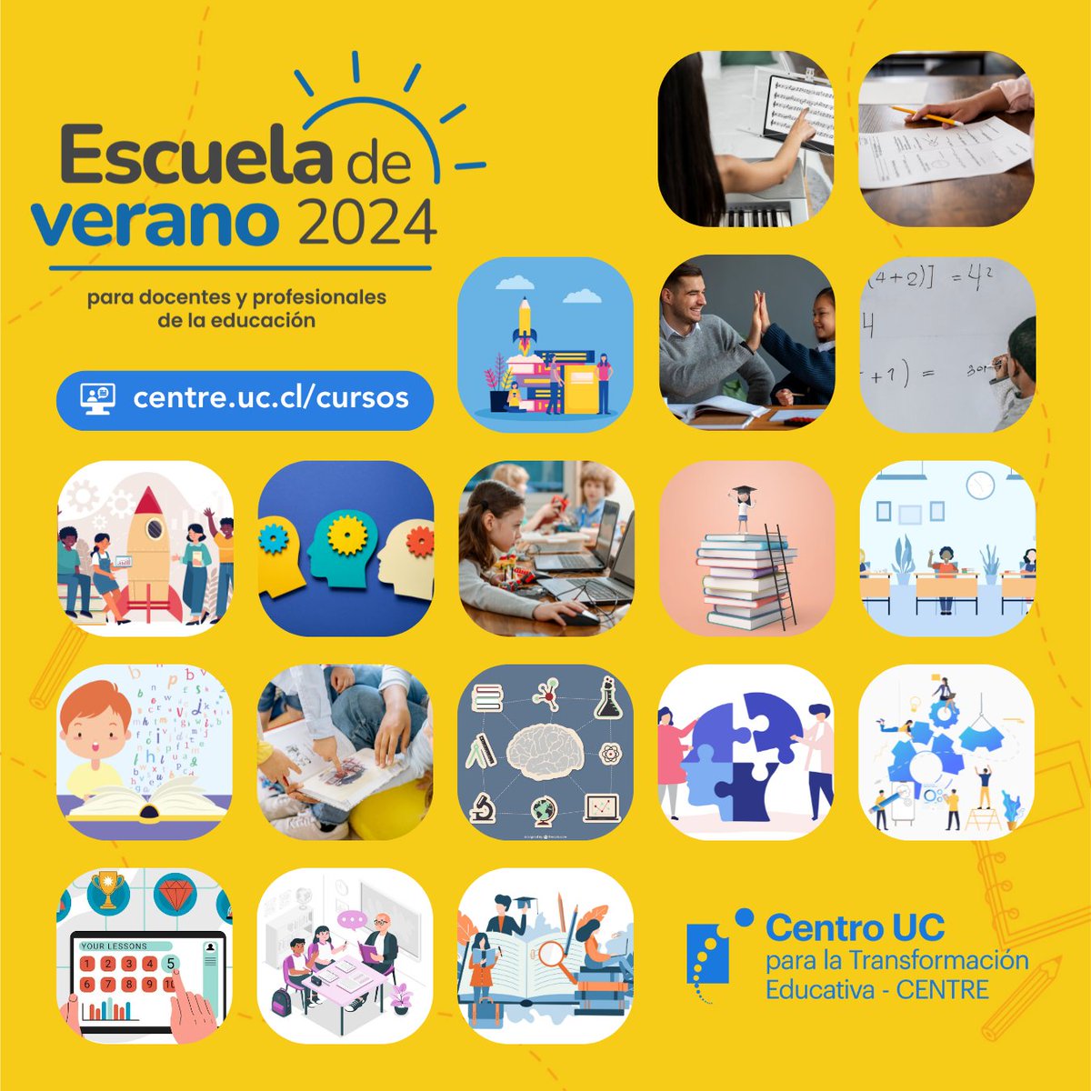 ¿Sabías que entre el 3 el 12 de enero ofreceremos distintos #cursos para docentes y profesionales de la educación en nuestra Escuela de Verano? 😁☀️

¡Comienza el 2024 actualizando tus conocimientos! 👩‍🏫👨‍🏫🎓

🔗 Inscríbete en centre.uc.cl/cursos