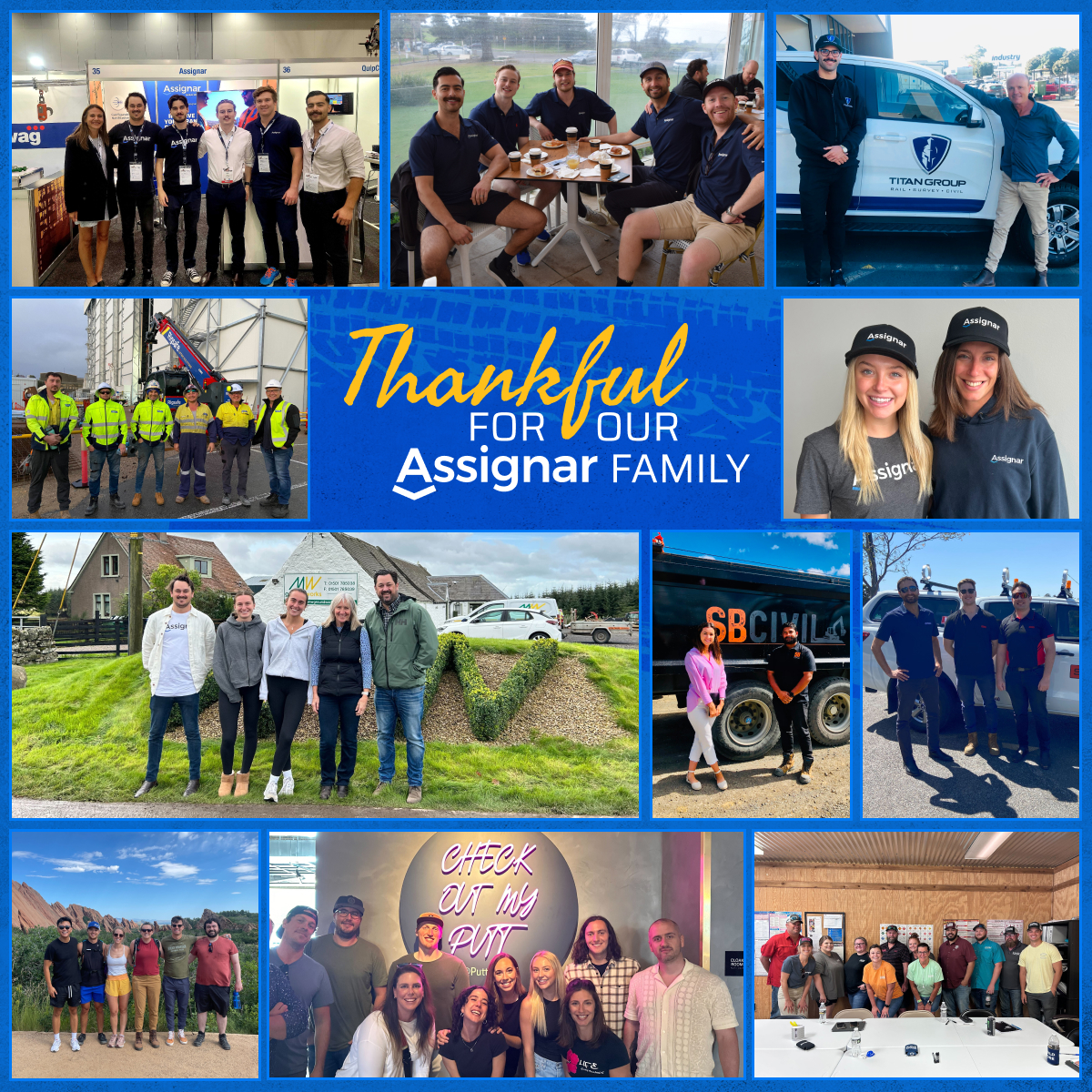 Assignar's tweet image. Happy #Thanksgiving from Team Assignar! 🦃 
We're grateful for our hardworking team and amazing customers who trust us to keep their projects moving. Together, we're building something special! 🙌 
#TurkeyDay #Thanksgiving2023