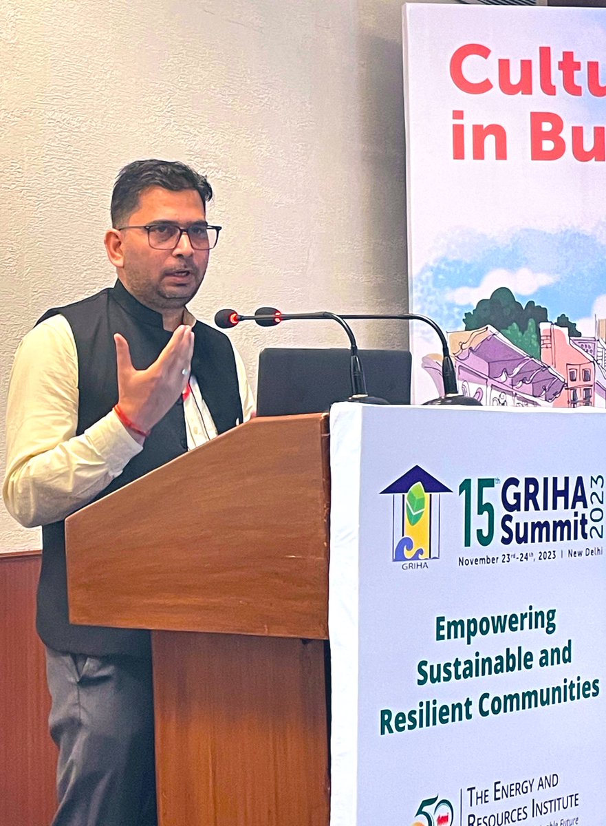 <a href="/Dronah2/">DRONAH</a> <a href="/india_greentree/">GreenTree Global</a> <a href="/GodrejInterio4U/">Interio by Godrej</a> <a href="/INTACHIndia/">INTACH</a> <a href="/Bajpai_Anurag/">Anurag Bajpai</a> Mr. Anurag Bajpai, Director, <a href="/india_greentree/">GreenTree Global</a> emphasises on exploring a community's cultural identity through local building codes, community engagement, aesthetic choices, and sustainable use of natural resources.

#GRIHA4ALL #HEALTHEARTH #GRIHASUMMIT