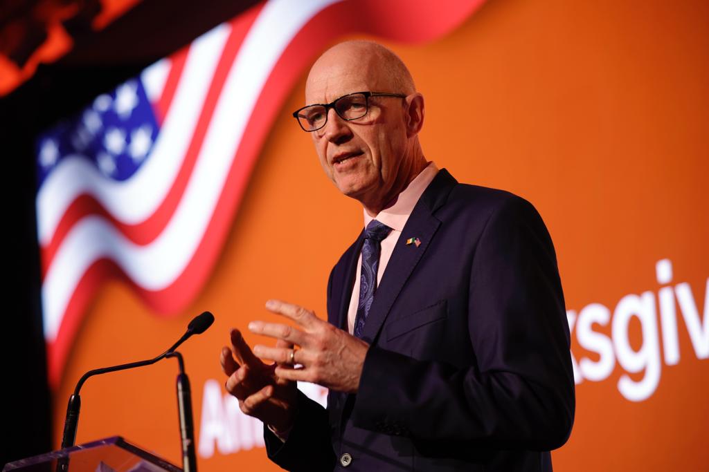 AmericanChamber's tweet photo. AmCham's 2023 President Seamus Fives spoke at #AmChamThanksgiving today

"I believe we have a lot to be thankful for US Multinationals employ over 375,000 people directly and indirectly and spend over €31 billion in the Irish economy every year."

Sponsored by @WilliamFryLaw https://t.co/6igEeb0ugJ