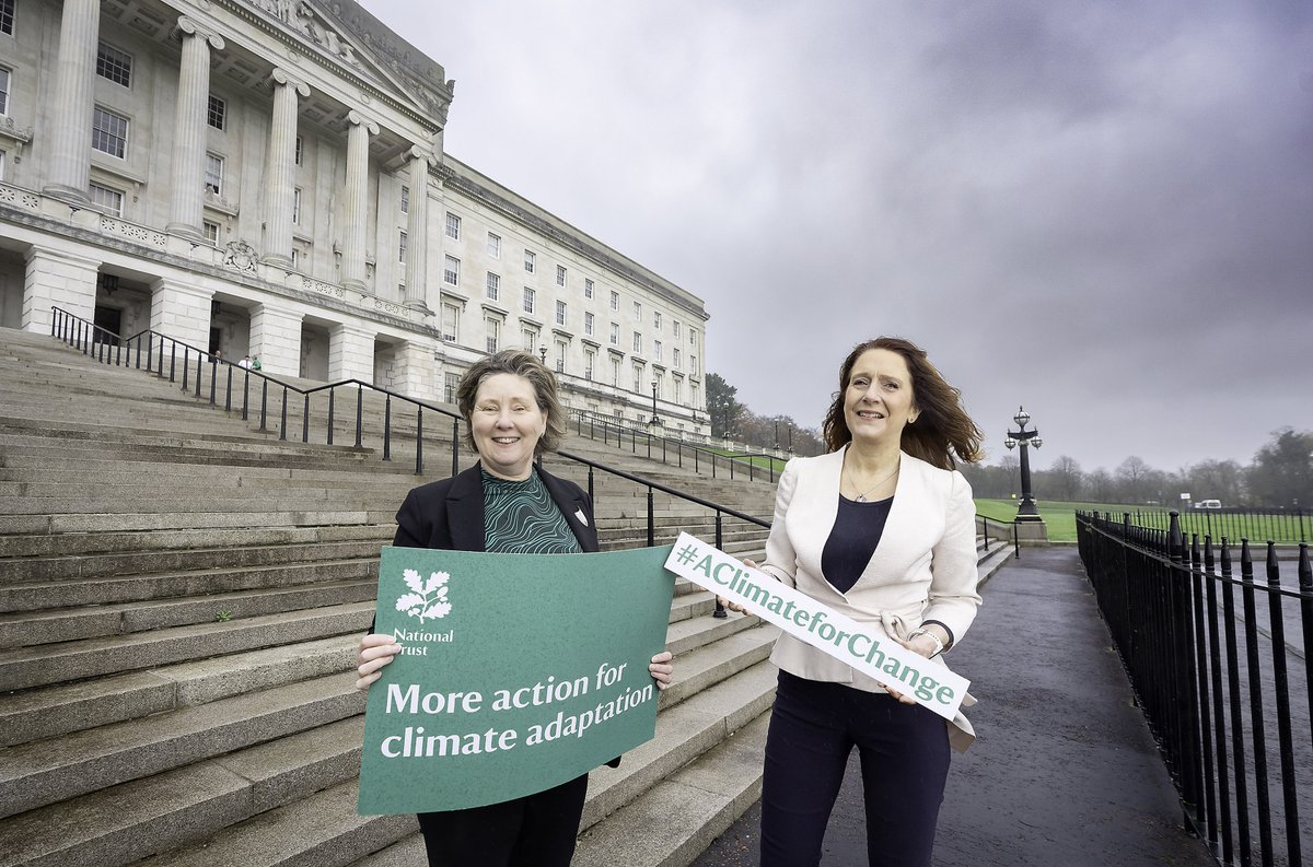 daera_ni's tweet photo. @DAERAPermSec Katrina Godfrey has joined with Heather McLachlan @NTDirectorNI @NationalTrustNI in a question & answer session at the local launch of @nationaltrust report #Climateforchange at Parliament Buildings & provided an update on the NI Climate Change Adaptation Programme https://t.co/Io8UNjQggq
