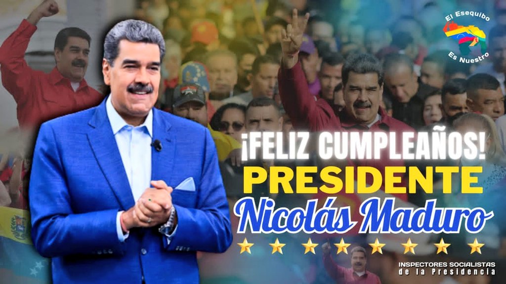 CISPLaGuaira1's tweet photo. ¡El #CISPR envía un FELIZ CUMPLEAÑOS cargado de Admiración y Orgullo Venezolano al Cmdte. en Jefe y Pdte. Chavista Nicolás Maduro Moros porque 5 veces SÍ y más es nuestro conductor de Victorias!.
#DiosTeBendigaMaduro
@NicolasMaduro
@ACoronadoVzla https://t.co/gPPW5MDd5p
