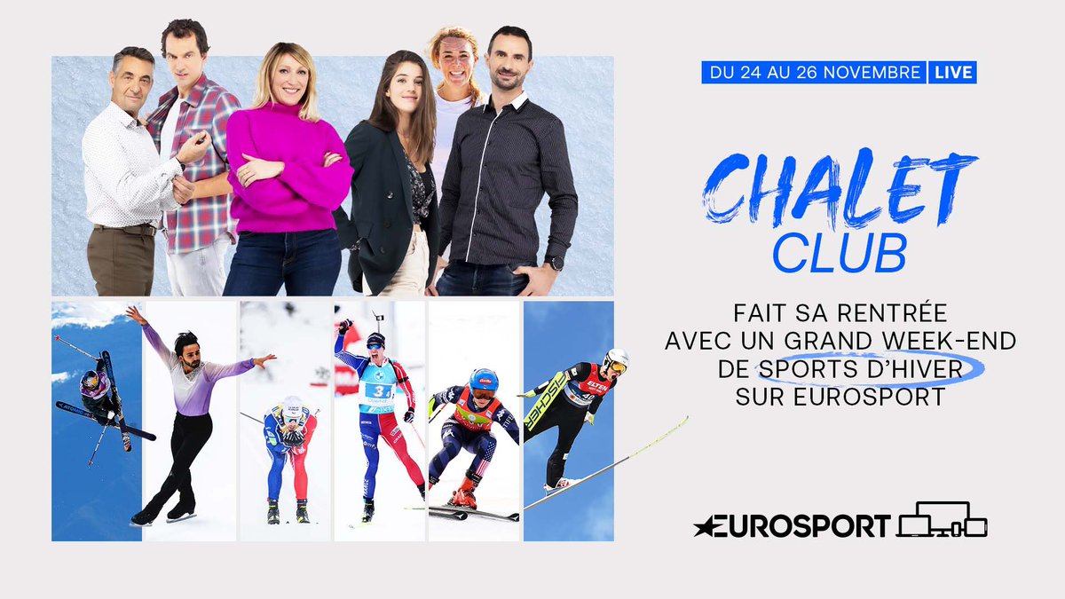 FedFranceSki's tweet photo. Dès demain, @ChaletClub_ fait sa rentrée nordique sur @Eurosport_FR pour un gros week-end de Coupes du Monde ! https://t.co/0RcvmNdBSQ