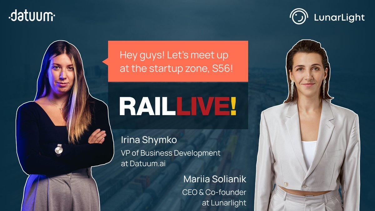 datuum_ai's tweet photo. @IrinaShymko and Mariia Solianik will tell more about cooperation between our companies and how AI can enhance #railfreight efficiency at @RailLiveSpain 2023 next week!
Visit our stand S56 at the Startup Zone on 30 Nov-1 Dec to learn more.
#datuum #lunarlight #dataintegration https://t.co/60Q7lr7Rw8