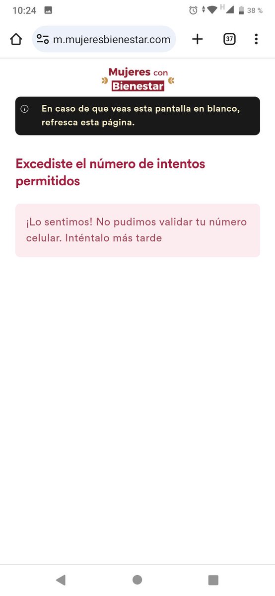 bone2512's tweet photo. @delfinagomeza Sin poder hacer mi registro! 😒
Y si le pido que me den mi código por llamada, me dice que ya excedi el número de intentos😡 esto es frustrante!
Cómo seguramente será su gobierno!!! https://t.co/uMKdrlUR6S
