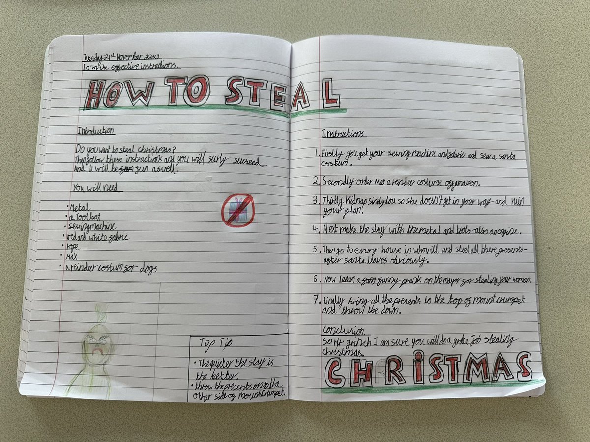 I am OBSESSED with our ‘How to Steal Christmas’ instructions based on The Grinch 🎄

The children loved it and I’m so proud of how much effort they put into their presentation ✨

Thank you <a href="/chloef23/">Chlo</a> for the inspiration 🖤