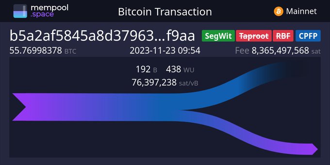 MalghaniNudrat's tweet photo. Someone paid $3m in fees for a single Bitcoin transaction. They overpaid by a huge amount voluntarily. Other tx in this block paid median fees of $7.40.
#Bitcoiners #bitcoinnews #altcoin #FTX #Ethererum #transction #cryptocurrency #BiggBoss17 #BiggBoss7Tamil #BlackFridayTaNaMao
#CZ #Binance📷 📷 $BNB #CZ_Binance #BitcoinETF #Cryptocurency #BinanceWallet #BinanceBlockchainWeek📷 #CEOs #IsraeliTerrorists #CeasefireNOW #Ethereum #ETH #ICCCricketWorldCup2023Final #CZ #CZ_Binance