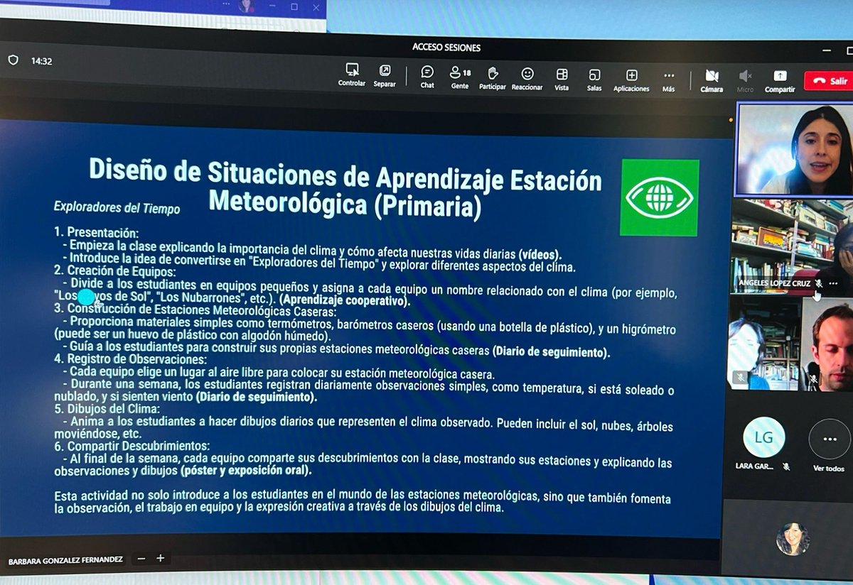 2️⃣ Sesión 'CoDiCe TIC: Situaciones de aprendizaje con estaciones meteorológicas' con <a href="/KleinBarbaraa/">Bárbara González Fernández</a> 

💨 🌡️📈  Continuamos explorando las posibilidades didácticas de las estaciones meteorológicas. 

#tiCyL
#formaciónCyL 
#CompDigEdu_CyL