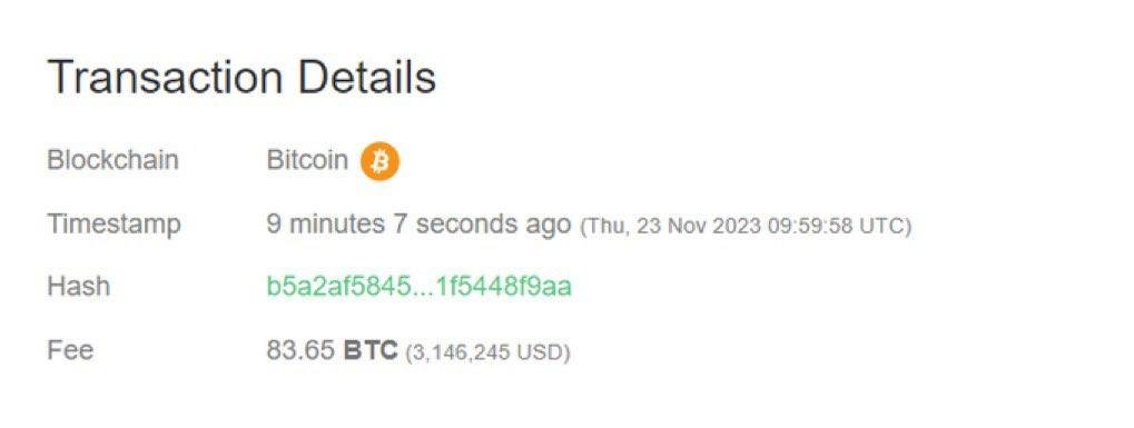 Khét quá , anh zai nào chuyển 139 $btc mà bay quả fee hết 83 $btc ( khoảng 3m biden )😰😰😰

Nhìn sốt rét thực sự