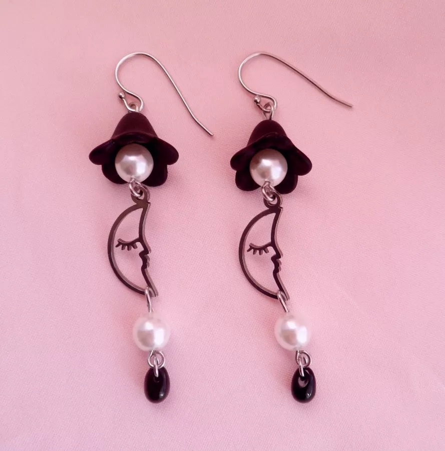 shoplalisa's tweet photo. Midnight Moon Earrings https://t.co/wacSfTN1U1