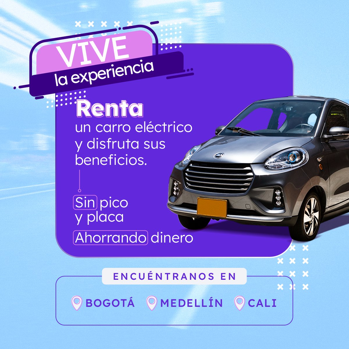 muverang's tweet photo. Renta un carro eléctrico y disfrútalo como si fuera propio, además sin preocuparse por los mantenimientos, gastos en combustible o pico y placa. 

¿Qué esperas para experimentar la movilidad eléctrica? 😎⚡ Solicita el tuyo aquí:  https://t.co/lHYuquWIOy https://t.co/0n0aCebpxP