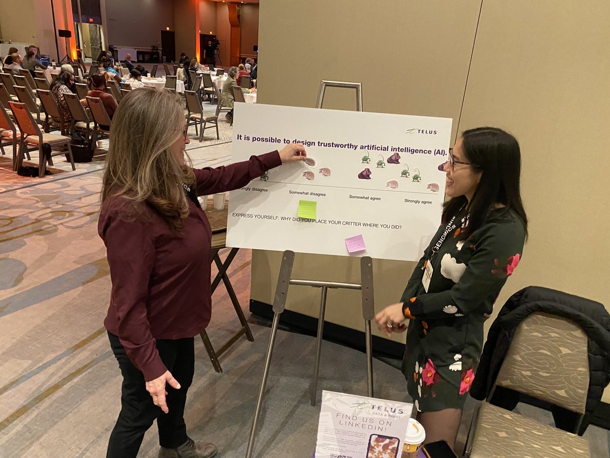 Day #2! We love seeing all these thoughtful comments about AI at our @TELUS booth at the #Indigenomics Institute Bay St. conference today. If you haven't already, come vote or share your thoughts on our board. @Hesquiaht