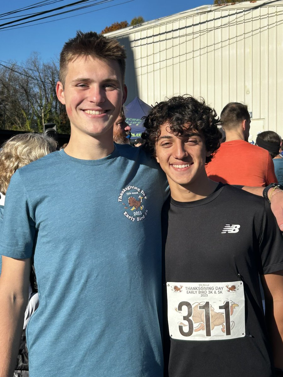Some Thanksgiving 5K’s…

In Calabash, Caper, a 7th grader w/ our MS Running Club, finished 4th in his age group w/ a time of 22:23!

Landon &amp; Chris ran a 5K in Lexington. Chris finished 3rd &amp; Landon took 4th. Chris will be running at the Foot Locker SE Regional this weekend!